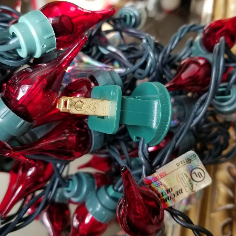 ❗Retro MCM Style Red White Atomic Twinkle Flame Christmas Holiday String Lights❗